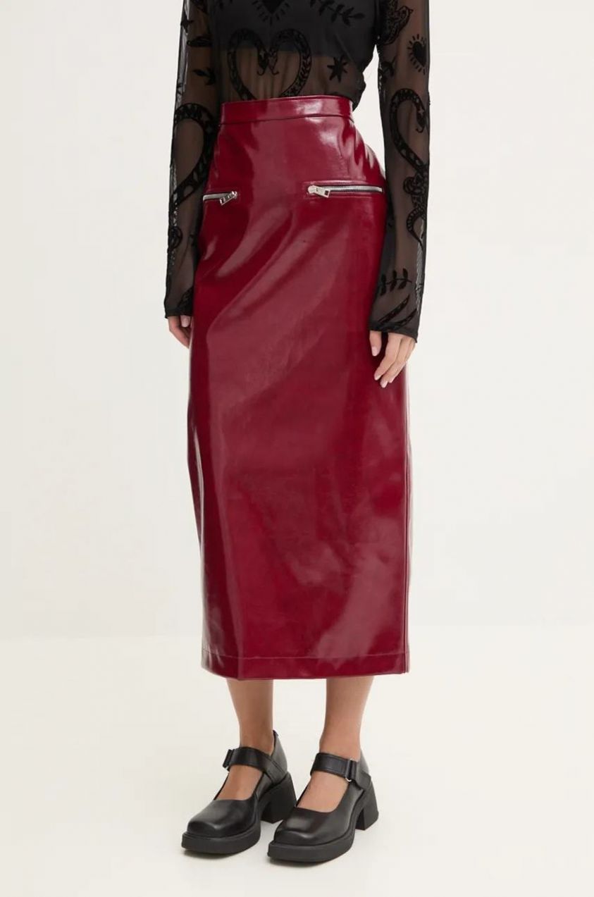 Sukňa MSGM bordová farba, maxi, puzdrová, 3742MDD04.247800