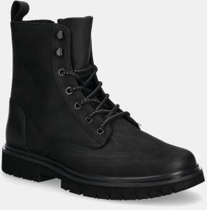 Topánky Calvin Klein Jeans EVA BOOT MID LACEUP REBELLIOUS pánske, čierna farba, YM0YM01071