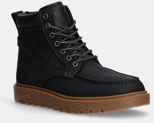Kožené členkové topánky Levi's ABNER RED TAB pánske, čierna farba, 000FD-0000