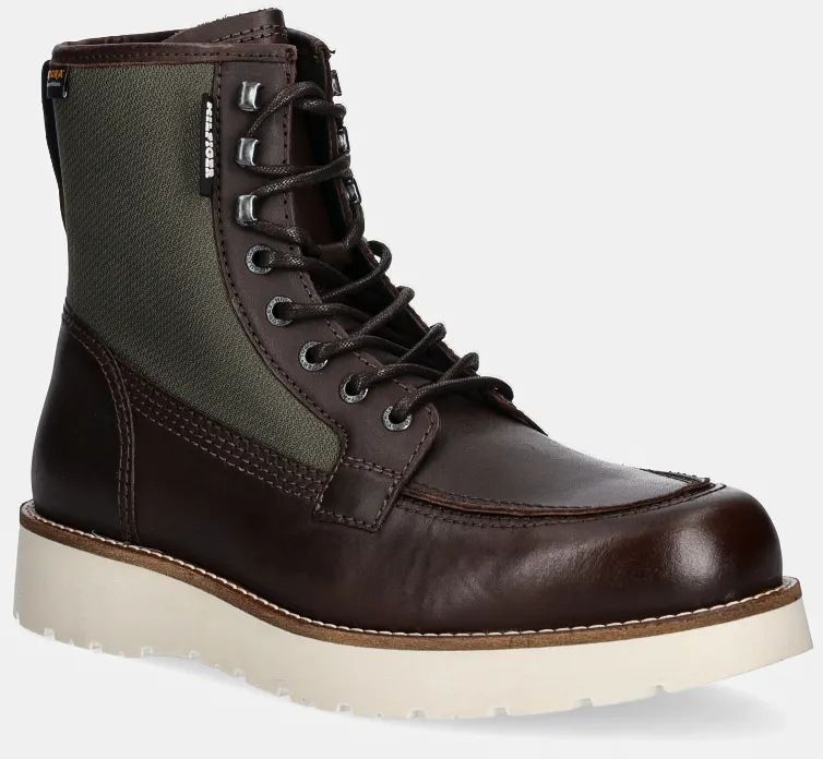 Topánky Tommy Hilfiger TH AMERICAN MIX CORDURA BOOT pánske, hnedá farba, FM0FM05196