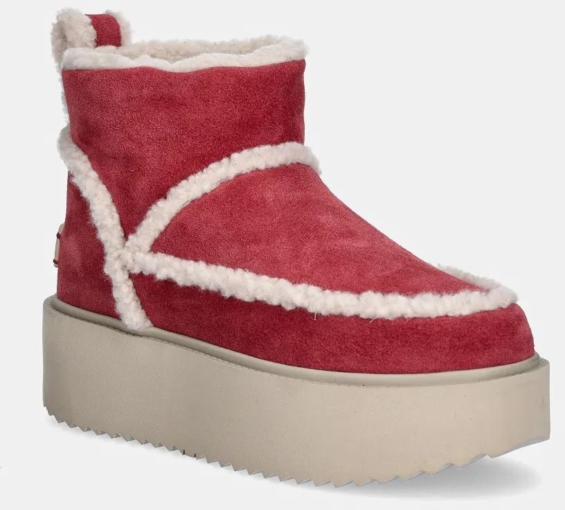 Semišové snehule Inuikii Inuikii X Coccinelle Classic Low Shearling ružová farba, 75204-150