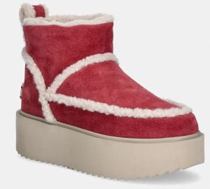 Semišové snehule Inuikii Inuikii X Coccinelle Classic Low Shearling ružová farba, 75204-150