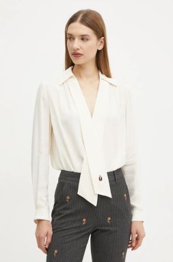 Blúzka Elisabetta Franchi dámska, béžová farba, jednofarebná, CA02341E2 NORBLIN