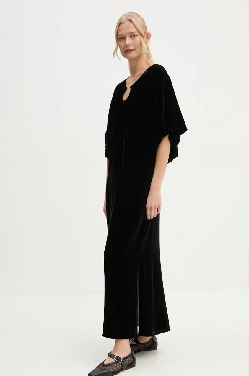 Šaty s prímesou hodvábu By Malene Birger ROSAE čierna farba, maxi, rovný strih, Q72634002
