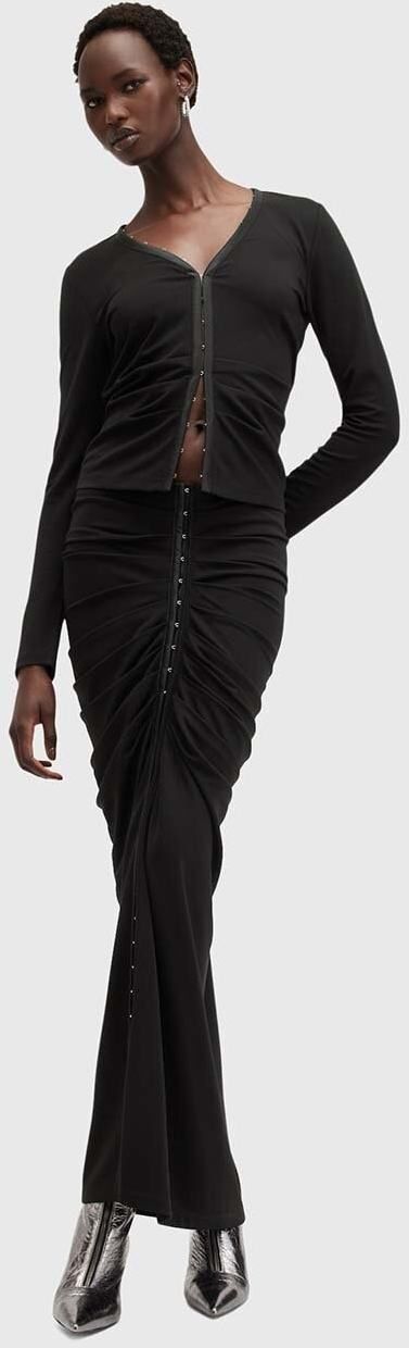 Sukňa AllSaints CADELL čierna farba, maxi, puzdrová, W003RB