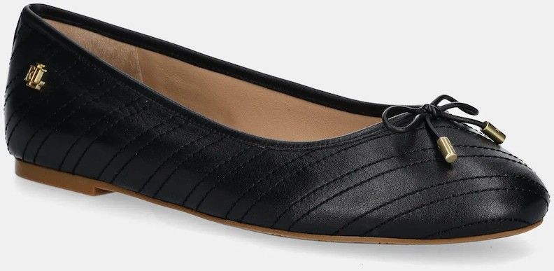 Kožené balerínky Lauren Ralph Lauren Jayna čierna farba, 802951489001