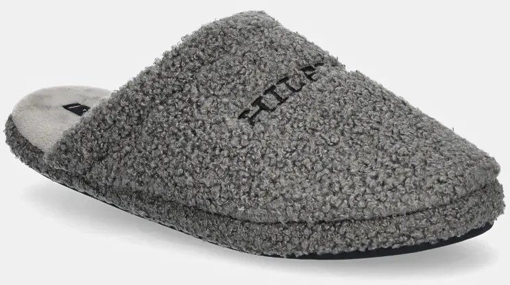 Papuče Tommy Hilfiger HILFIGER WARM CURLY HOUSE SHOE šedá farba, FM0FM05226