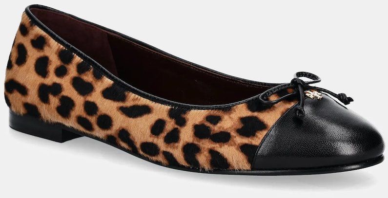 Kožené balerínky Tory Burch Cap-Toe Ballet hnedá farba, 154509-201