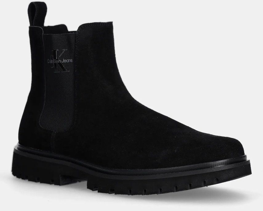 Kožené topánky chelsea Calvin Klein Jeans EVA BOOT MID CHELSEA ICONIC DR pánske, čierna farba, YM0YM01080