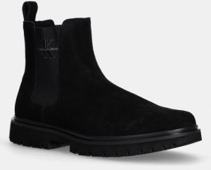 Kožené topánky chelsea Calvin Klein Jeans EVA BOOT MID CHELSEA ICONIC DR pánske, čierna farba, YM0YM01080