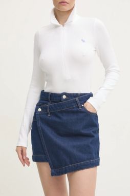 Rifľová sukňa Chiara Ferragni tmavomodrá farba, mini, rovný strih, 77CBE812