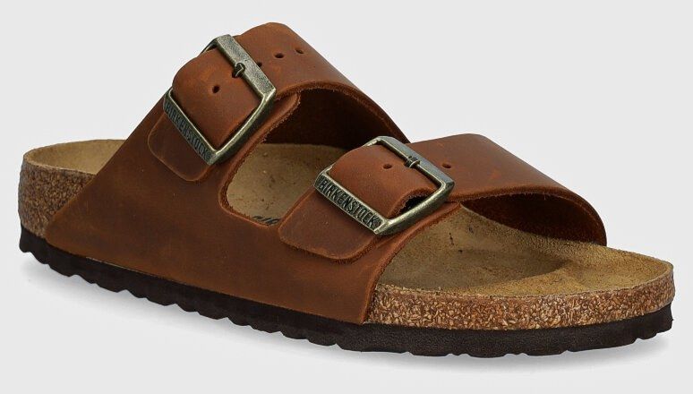 Kožené šľapky Birkenstock Arizona dámske, hnedá farba, 1028401