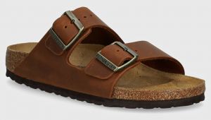 Kožené šľapky Birkenstock Arizona dámske, hnedá farba, 1028401