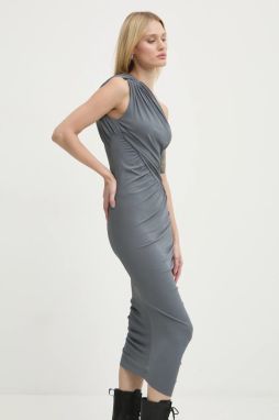 Šaty Rick Owens Lilies šedá farba, midi, priliehavá, LI02D5526CVI