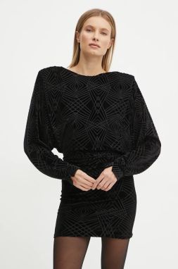 Zamatové šaty Pinko čierna farba, mini, priliehavé, 104482 A29H