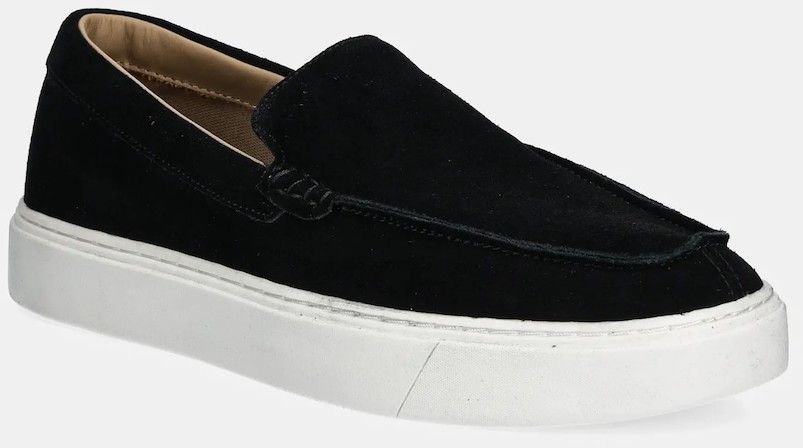 Semišové mokasíny Calvin Klein MOCCASIN SUEDE pánske, čierna farba, HM0HM01794
