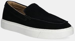 Semišové mokasíny Calvin Klein MOCCASIN SUEDE pánske, čierna farba, HM0HM01794