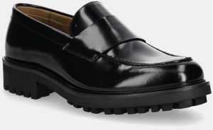 Kožené mokasíny Calvin Klein MOCCASIN W/ BAND pánske, čierna farba, HM0HM01833