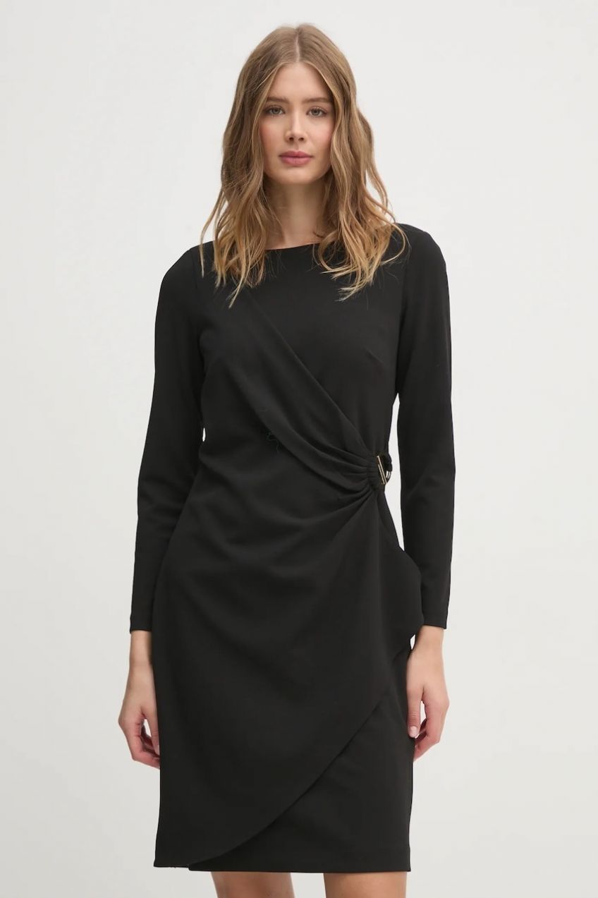 Šaty Dkny čierna farba, mini, rovný strih, DD4H1242