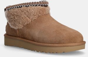 Semišové snehule UGG Classic Ultra Mini Maxi Curly hnedá farba, 1158263-CHE