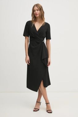 Šaty Dkny čierna farba, midi, áčkový strih, DD4H1B66