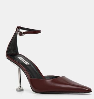 Kožené lodičky Naked Wolfe Valerie bordová farba, Valerie Box Leather Burgundy