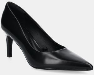 Kožené lodičky Calvin Klein HEEL PUMP 70 - BRUSH L čierna farba, HW0HW02446