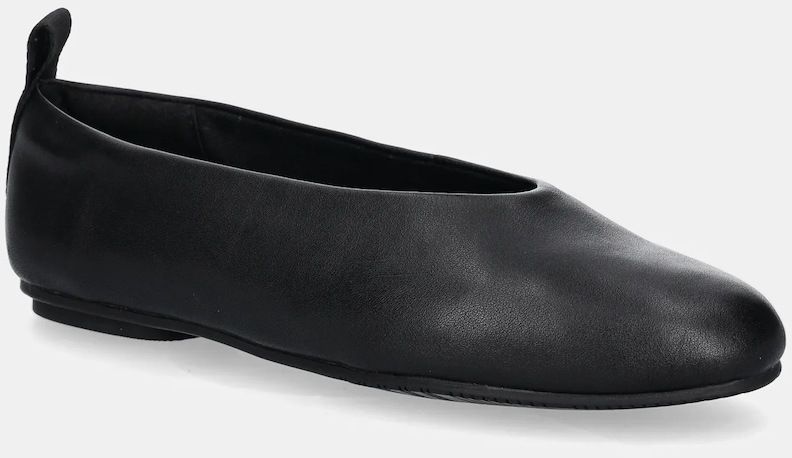 Kožené balerínky Calvin Klein Jeans BALLERINA LEATHER čierna farba, YW0YW01803