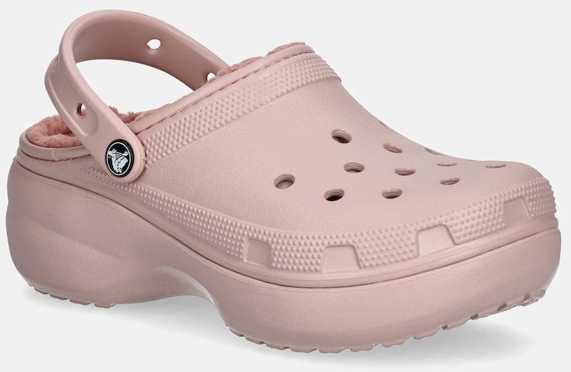 Papuče Crocs Classic Platform Lined Clog W ružová farba, 207938