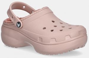 Papuče Crocs Classic Platform Lined Clog W ružová farba, 207938