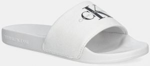 Šľapky Calvin Klein Jeans SLIDE MONOGRAM WMNS dámske, biela farba, YW0YW01835