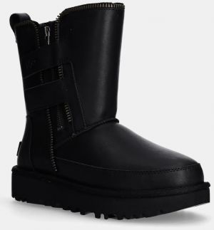 Kožené snehule UGG Classic Short Moto Boot čierna farba, 1164710-BLK
