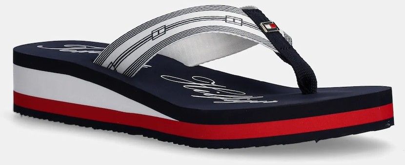 Šľapky Tommy Hilfiger IM TH SIGNATURE BEACH SANDAL dámske, tmavomodrá farba, na kline, FW0FW08369