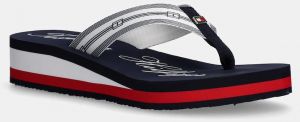 Šľapky Tommy Hilfiger IM TH SIGNATURE BEACH SANDAL dámske, tmavomodrá farba, na kline, FW0FW08369