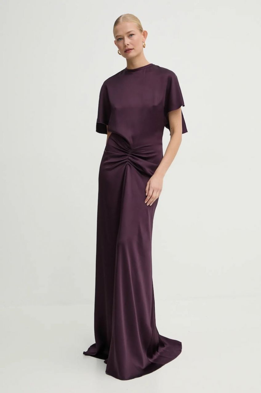 Šaty Victoria Beckham fialová farba, maxi, áčkový strih, 1125WDR005454A