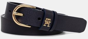 Kožený opasok Tommy Hilfiger dámsky, tmavomodrá farba, AW0AW16836