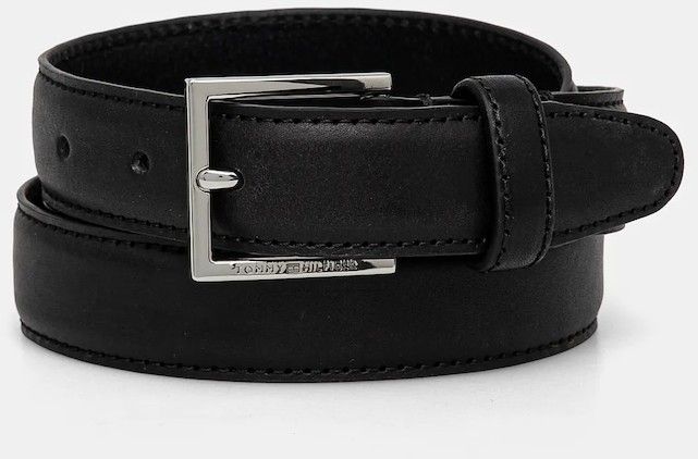Kožený opasok Tommy Hilfiger pánsky, čierna farba, AM0AM13335