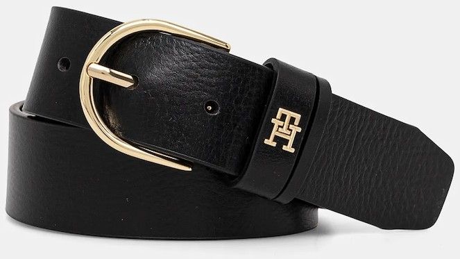 Kožený opasok Tommy Hilfiger dámsky, čierna farba, AW0AW16837