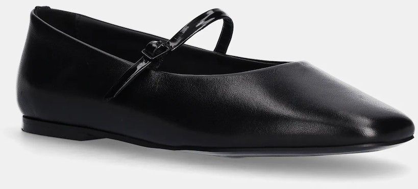Kožené balerínky Calvin Klein MARY JANE BALLERINA - LTH čierna farba, HW0HW02307