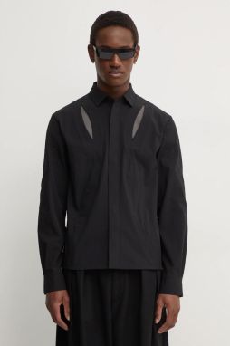 Košeľa Heliot Emil pánska, čierna farba, slim, AW24.M.05.058.BLK01