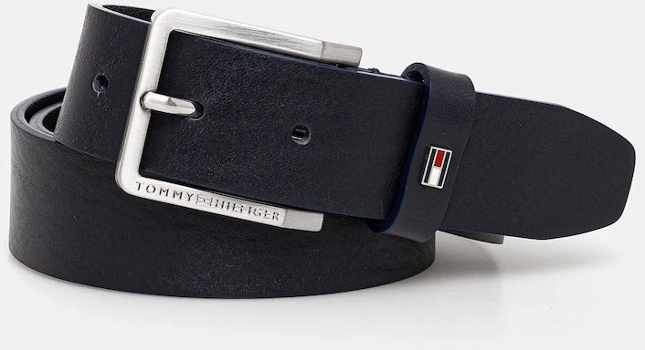 Kožený opasok Tommy Hilfiger pánsky, tmavomodrá farba, AM0AM13020