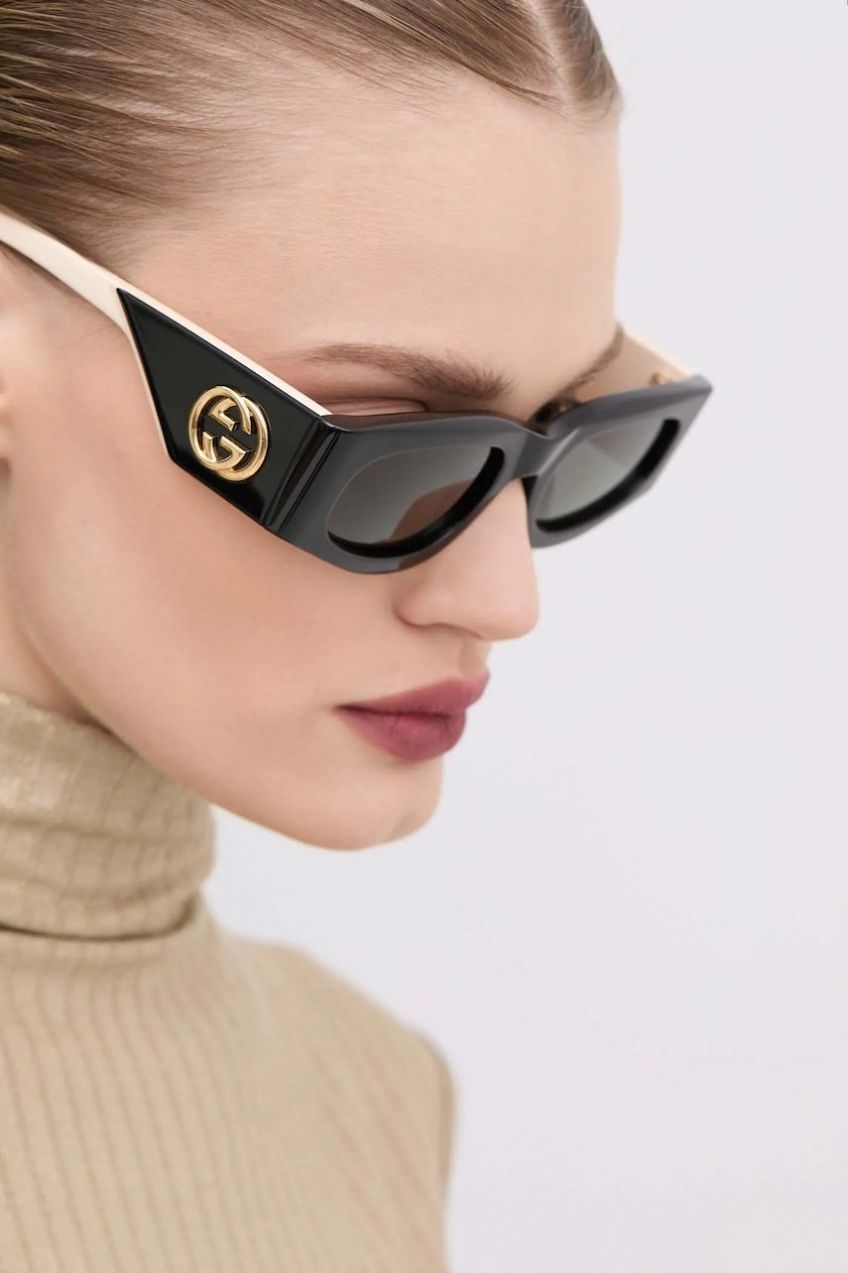 Slnečné okuliare Gucci dámske, čierna farba, GG1664S