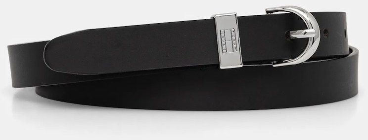 Kožený opasok Tommy Jeans dámsky, čierna farba, AW0AW17000