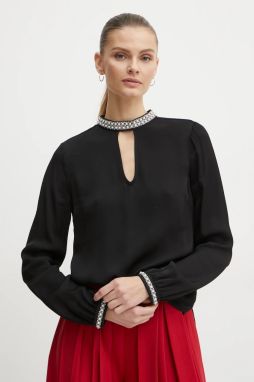 Blúzka Twinset dámska, čierna farba, s nášivkou, 242TT2262