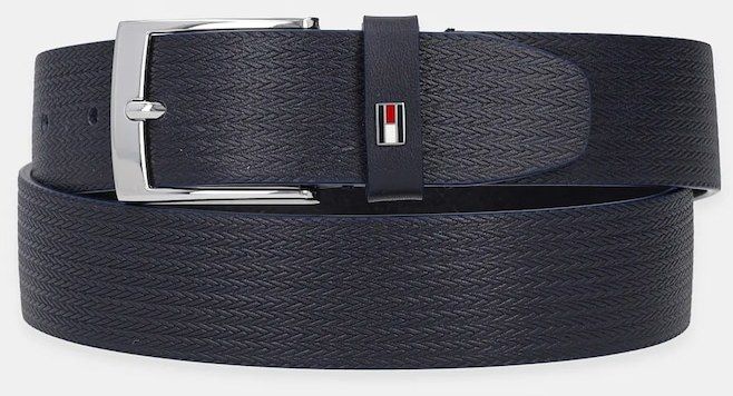 Kožený opasok Tommy Hilfiger pánsky, tmavomodrá farba, AM0AM13015