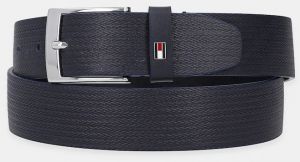 Kožený opasok Tommy Hilfiger pánsky, tmavomodrá farba, AM0AM13015