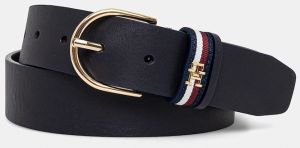 Kožený opasok Tommy Hilfiger dámsky, tmavomodrá farba, AW0AW16835
