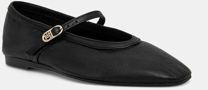 Kožené balerínky Tommy Hilfiger BALLERINA MARYJANE SOFT LEATHER čierna farba, FW0FW08354