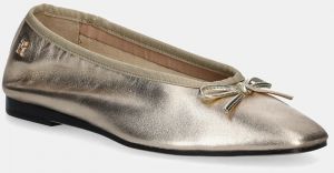 Kožené balerínky Tommy Hilfiger BALLERINA SOFT LEATHER METALLIC zlatá farba, FW0FW08452