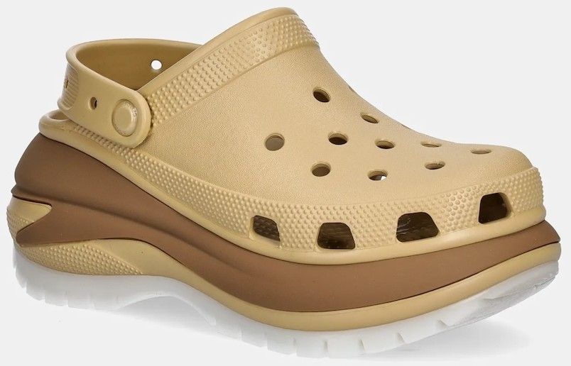 Šľapky Crocs Mega Crush Matte Clog dámske, béžová farba, na platforme, 210749
